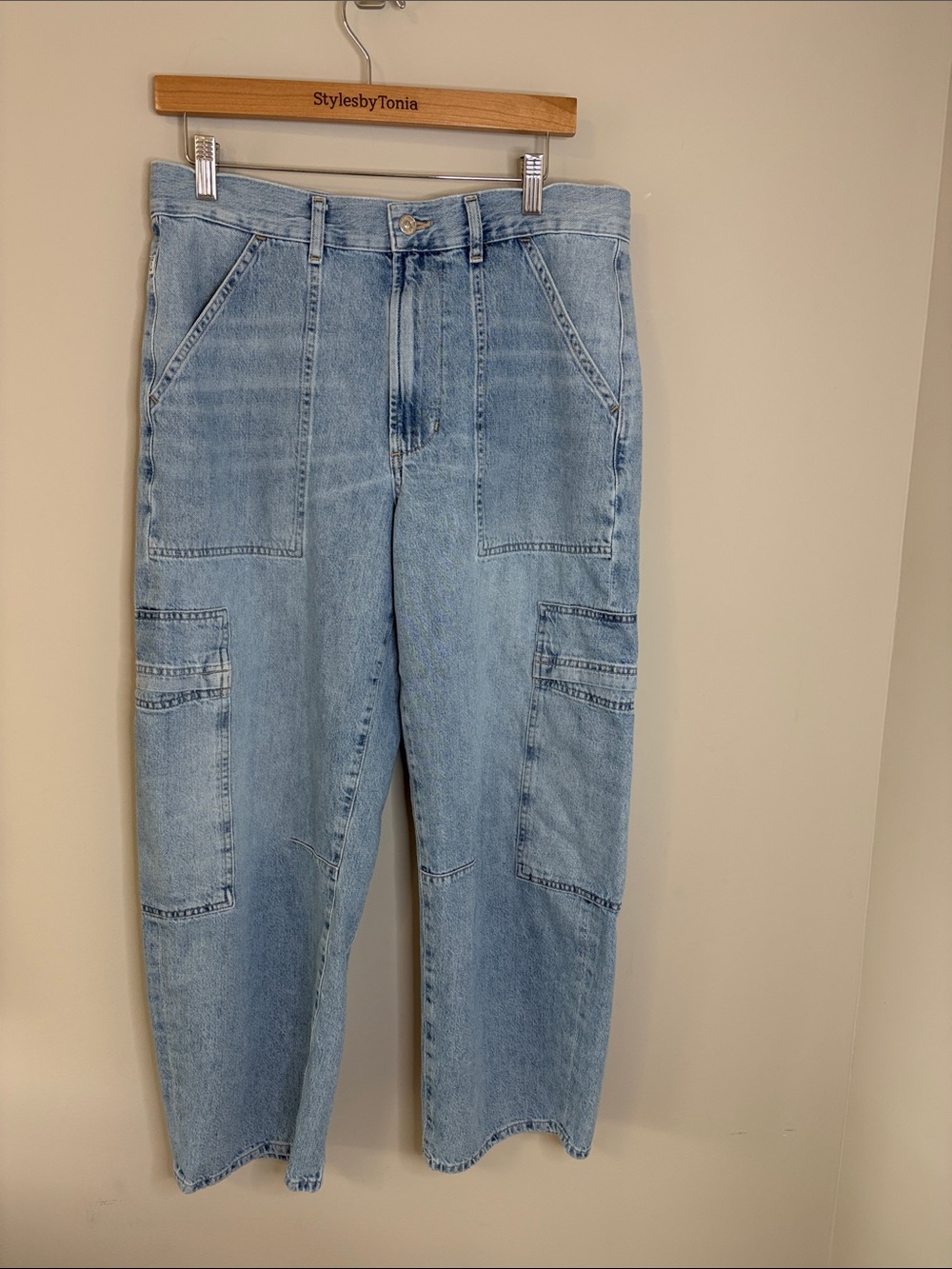 CITIZENS OF HUMANITY Marcelle Low Rise Cargo Jeans Blue Designer Sz 30 - Picture 5 of 16
